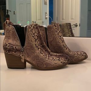 Snakeskin booties